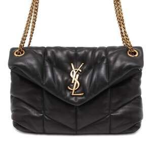 Saint Laurent Paris Chain Shoulder Bag Loulou Puffer Leather Black